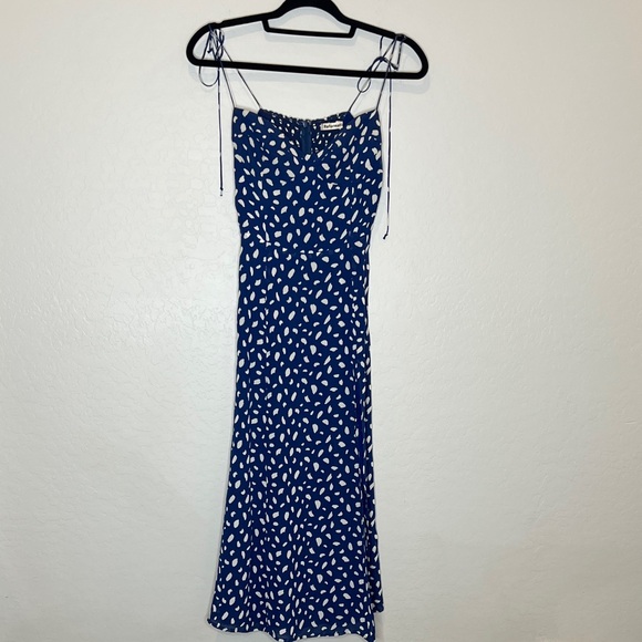 Reformation Navy and White Maxi Dress with spaghetti straps size 4